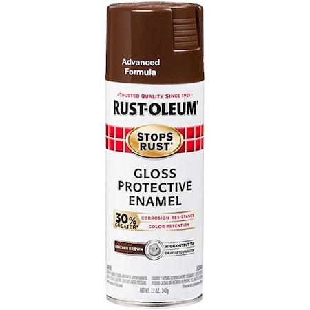 Rust-Oleum Spray Paint, Leather Brown, Gloss, 12 oz 338926